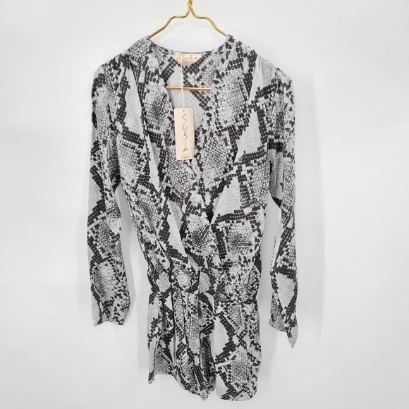 Sofia Collection Natalia Romper Black White Snakeskin Romper Small NWT - Picture 2 of 7